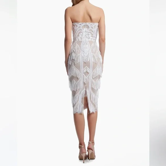 Dress The Population Viviana Embellished Mesh Midi-Dress Size Medium NWT